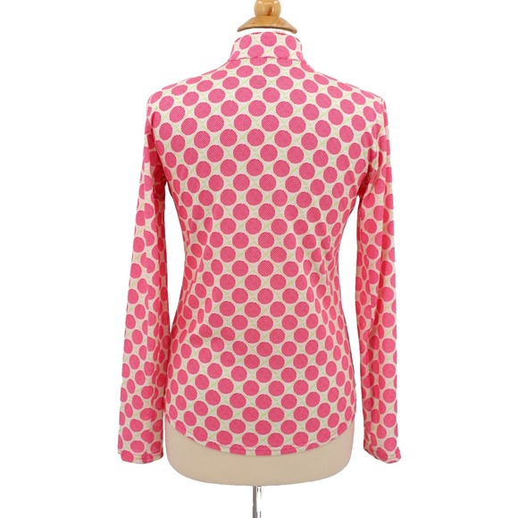 San Soleil 1/4 zip Top womens Small Pink Golf Ball Print UPF 50 Long Sleeves - Picture 4 of 9